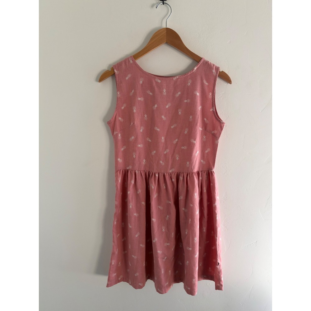 Kling Pink Pineapple Embroidered Sleeveless Fit and Flare Mini Dress Small